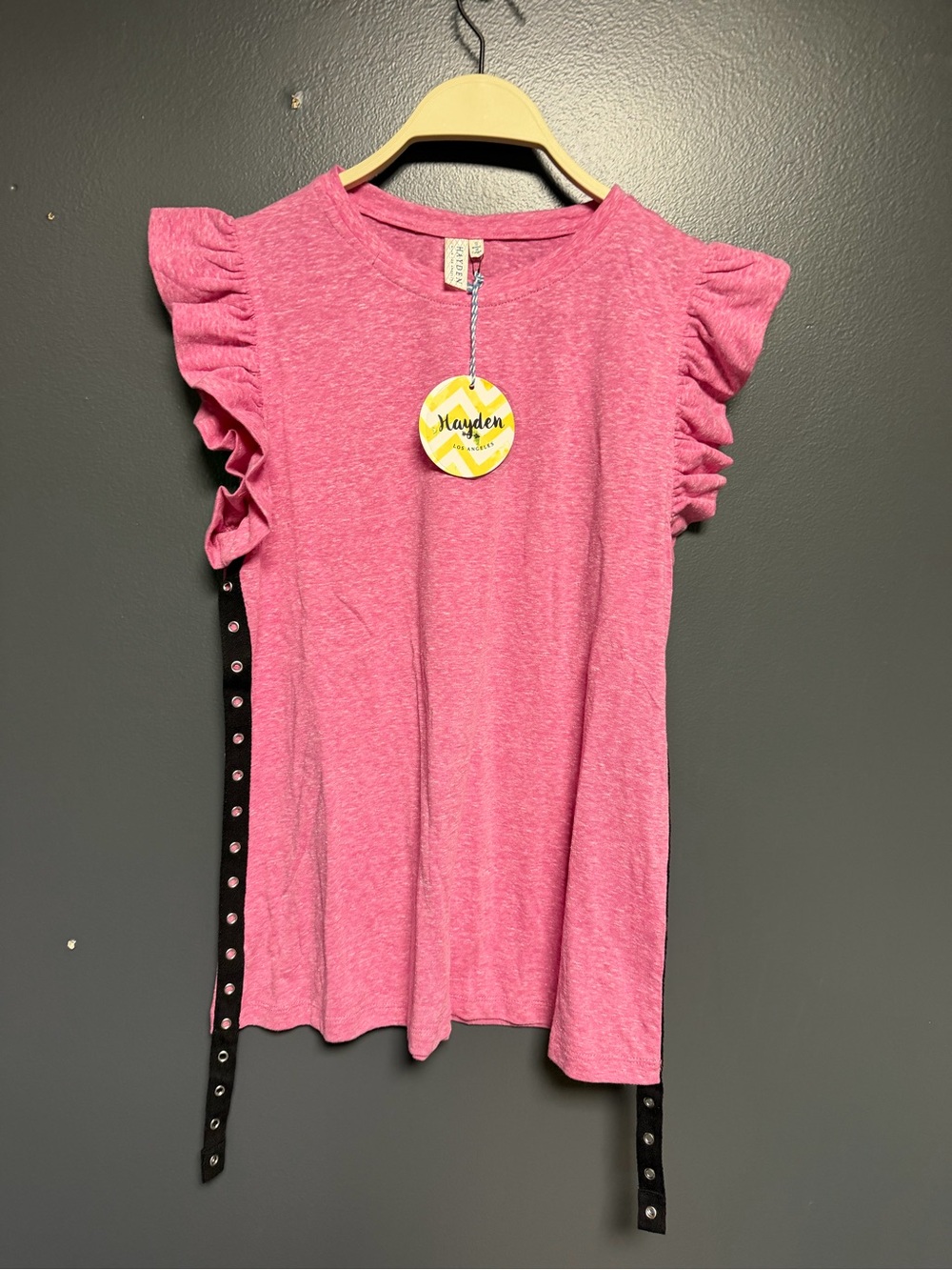 NWT Hayden Los Angeles Pink Ruffle Flutter Sleeve Top Size S